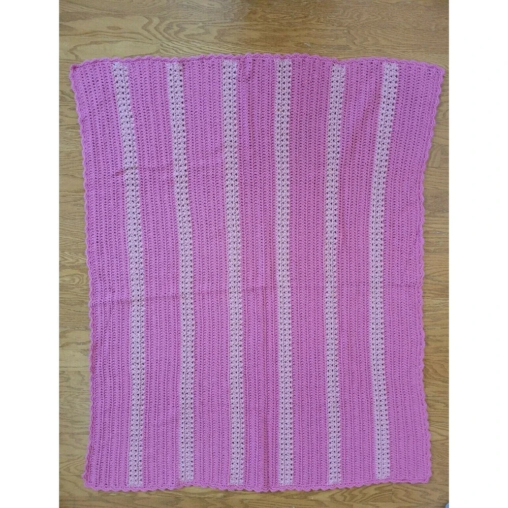 EUC handmade CROCHET Afghan Blanket Throw GIFT PINK